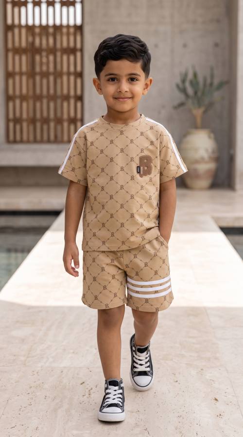 UMH-043 - Summer Boys' Set in White and Beige