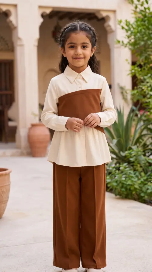 UMH-019 - طقم نسائي كريمي وبني